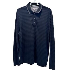 Ted Baker Mens Long Sleeve Textured Polo Shirt Black Size Large Golf Casual